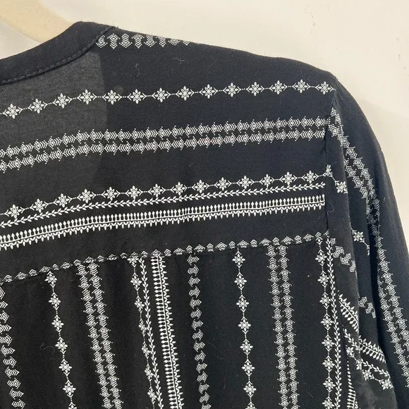 Paige poet tunic top black boho southwestern striped lightweight blouse M - Picture 10 of 11